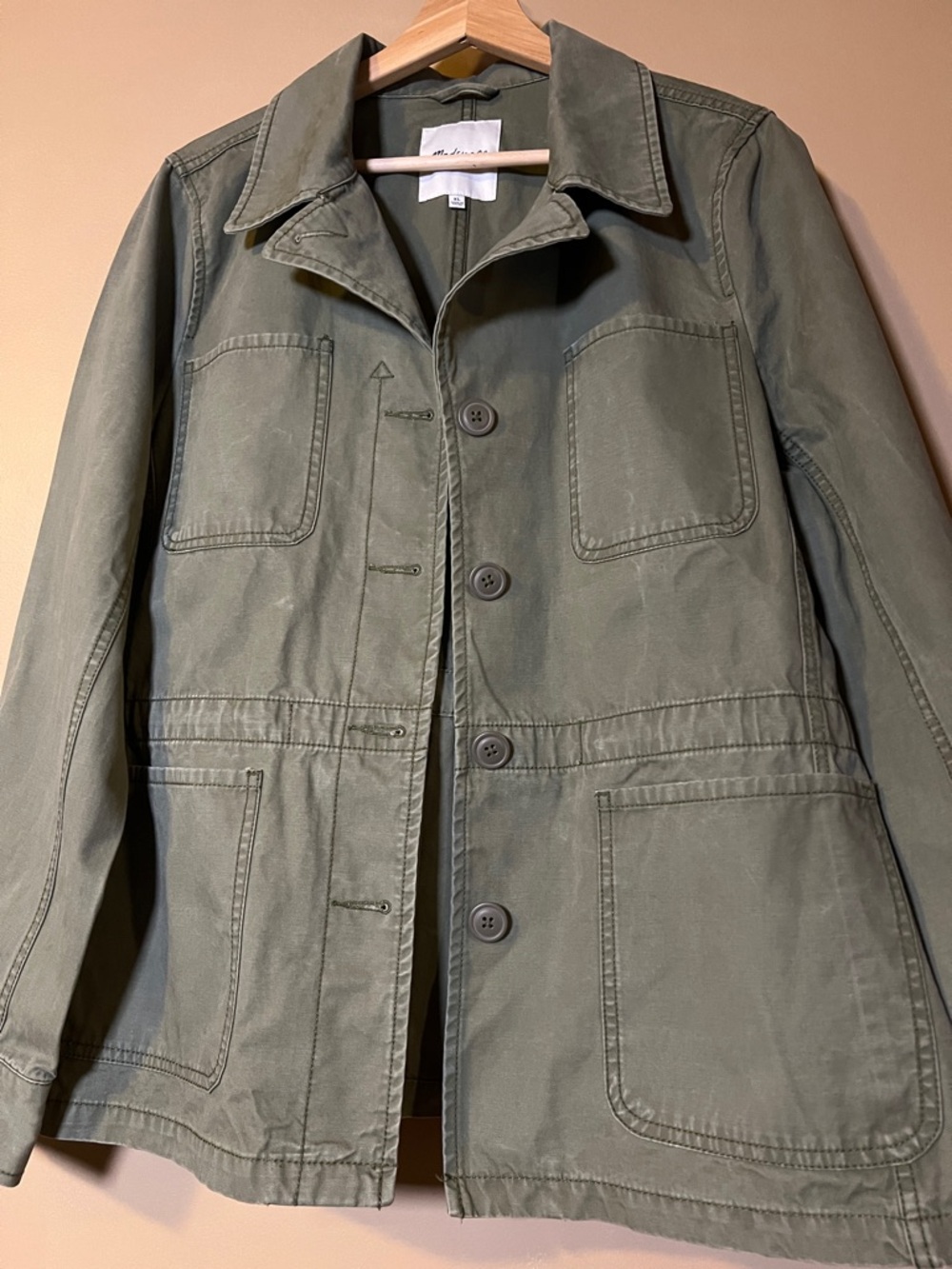 Madewell Distressed Olive Green Utility Field Jacket Blazer Womens size XL - Picture 16 of 16